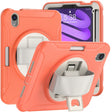 For iPad mini 6 / mini 2024 360 Degree Rotation PC + TPU Protective Tablet Case with Holder & Hand-strap(Coral Orange) - iPad mini 2024 Cases by PMC Jewellery | Online Shopping South Africa | PMC Jewellery | Buy Now Pay Later Mobicred