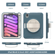 For iPad mini 6 360 Degree Rotation PC + TPU Protective Tablet Case with Holder & Hand-strap(Cornflower Blue)