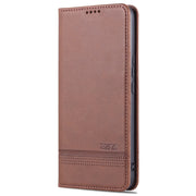 For U-MAGIC 30e AZNS Magnetic Calf Texture Horizontal Flip Leather Case with Card Slots & Holder & Wallet(Dark Brown)