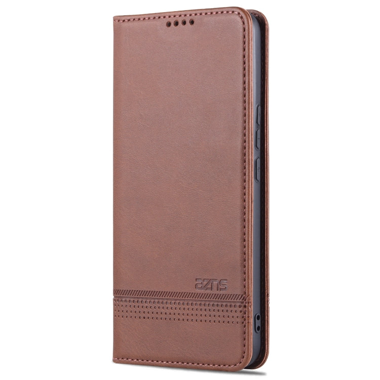 For U-MAGIC 30e AZNS Magnetic Calf Texture Horizontal Flip Leather Case with Card Slots & Holder & Wallet(Dark Brown)