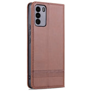 For U-MAGIC 30e AZNS Magnetic Calf Texture Horizontal Flip Leather Case with Card Slots & Holder & Wallet(Dark Brown)