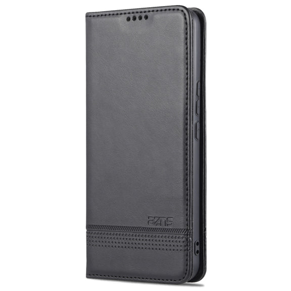 For U-MAGIC 30e AZNS Magnetic Calf Texture Horizontal Flip Leather Case with Card Slots & Holder & Wallet(Black)