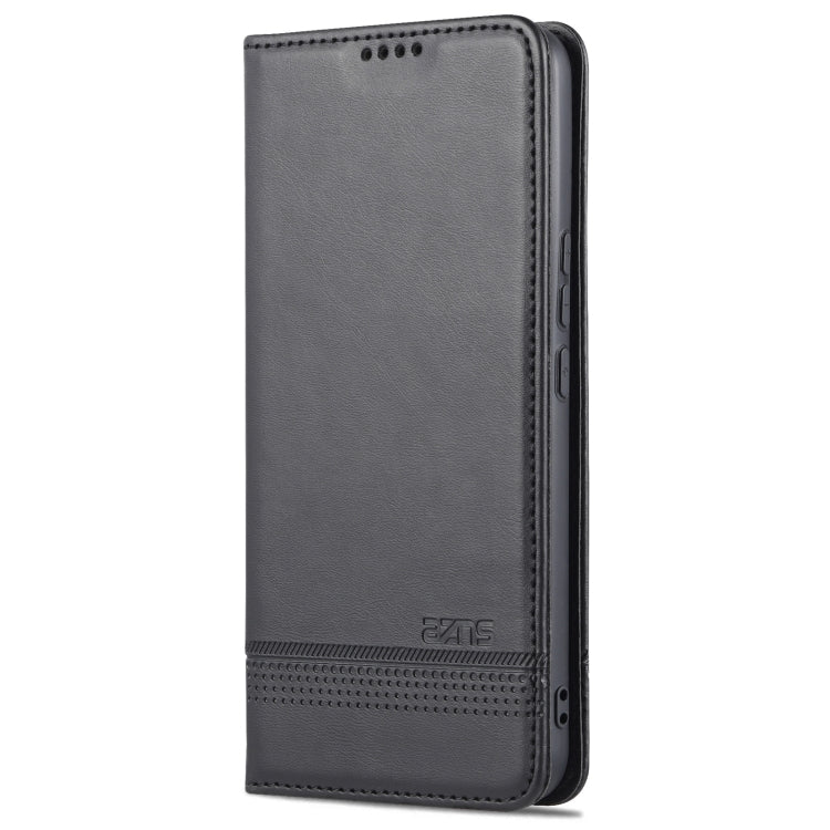 For U-MAGIC 30e AZNS Magnetic Calf Texture Horizontal Flip Leather Case with Card Slots & Holder & Wallet(Black)