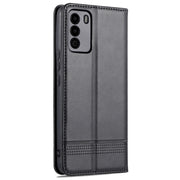 For U-MAGIC 30e AZNS Magnetic Calf Texture Horizontal Flip Leather Case with Card Slots & Holder & Wallet(Black)