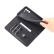 For U-MAGIC 30e AZNS Magnetic Calf Texture Horizontal Flip Leather Case with Card Slots & Holder & Wallet(Black)