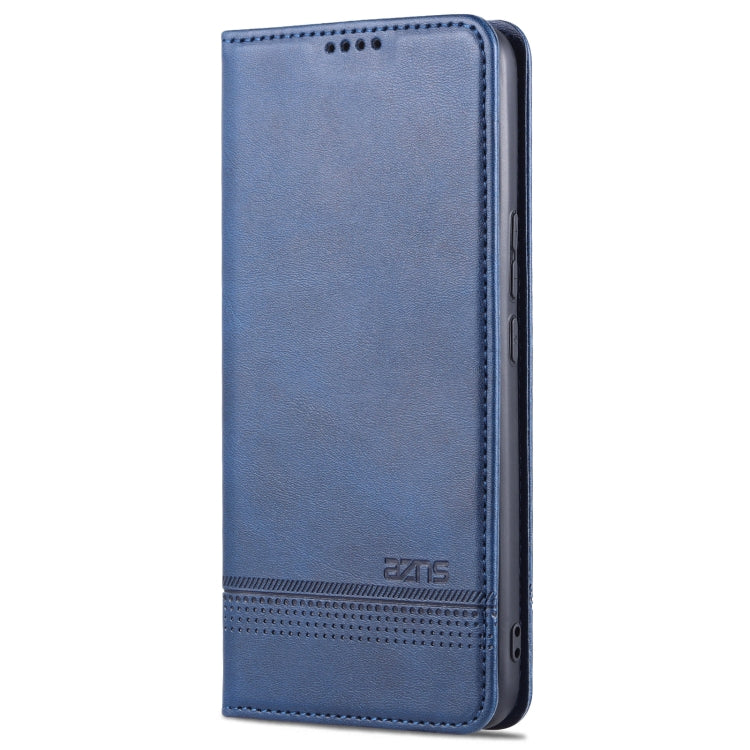 For U-MAGIC 30e AZNS Magnetic Calf Texture Horizontal Flip Leather Case with Card Slots & Holder & Wallet(Dark Blue)