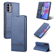 For U-MAGIC 30e AZNS Magnetic Calf Texture Horizontal Flip Leather Case with Card Slots & Holder & Wallet(Dark Blue)