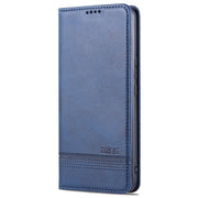 For U-MAGIC 30e AZNS Magnetic Calf Texture Horizontal Flip Leather Case with Card Slots & Holder & Wallet(Dark Blue)