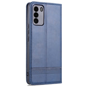 For U-MAGIC 30e AZNS Magnetic Calf Texture Horizontal Flip Leather Case with Card Slots & Holder & Wallet(Dark Blue)