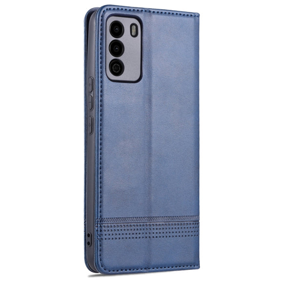 For U-MAGIC 30e AZNS Magnetic Calf Texture Horizontal Flip Leather Case with Card Slots & Holder & Wallet(Dark Blue)