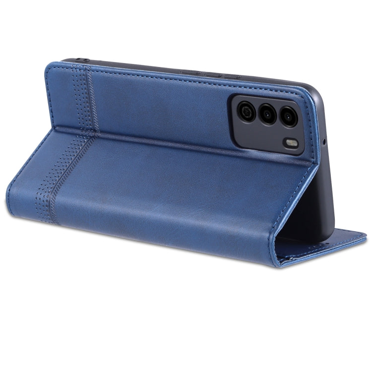 For U-MAGIC 30e AZNS Magnetic Calf Texture Horizontal Flip Leather Case with Card Slots & Holder & Wallet(Dark Blue)