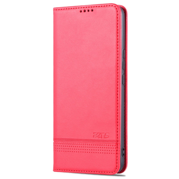For U-MAGIC 30e AZNS Magnetic Calf Texture Horizontal Flip Leather Case with Card Slots & Holder & Wallet(Red)