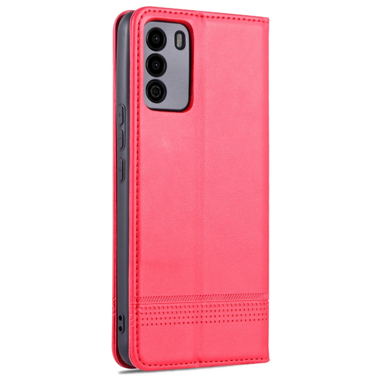For U-MAGIC 30e AZNS Magnetic Calf Texture Horizontal Flip Leather Case with Card Slots & Holder & Wallet(Red)