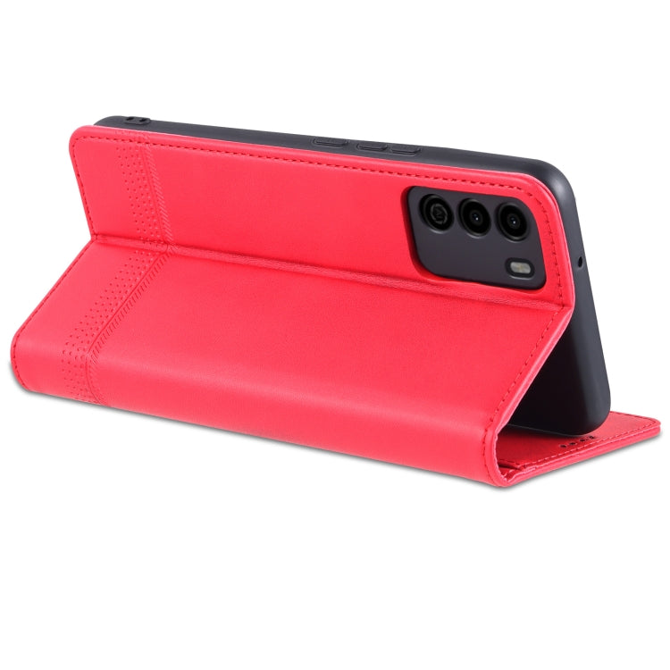 For U-MAGIC 30e AZNS Magnetic Calf Texture Horizontal Flip Leather Case with Card Slots & Holder & Wallet(Red)