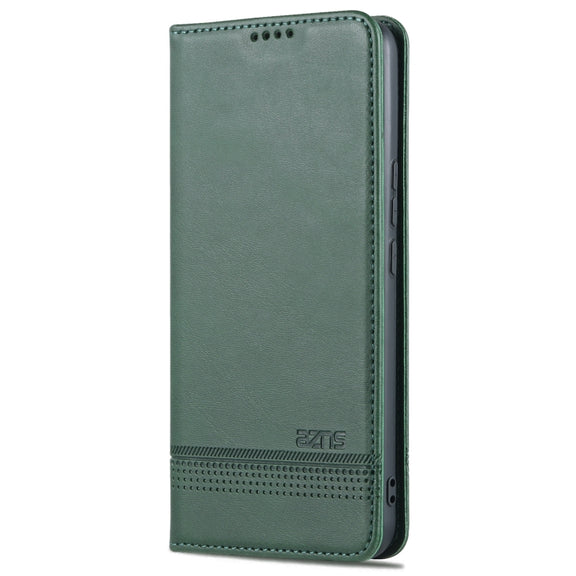 For U-MAGIC 30e AZNS Magnetic Calf Texture Horizontal Flip Leather Case with Card Slots & Holder & Wallet(Dark Green)