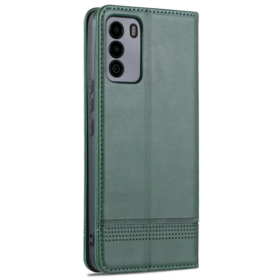 For U-MAGIC 30e AZNS Magnetic Calf Texture Horizontal Flip Leather Case with Card Slots & Holder & Wallet(Dark Green)