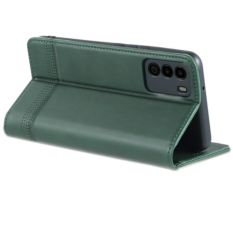 For U-MAGIC 30e AZNS Magnetic Calf Texture Horizontal Flip Leather Case with Card Slots & Holder & Wallet(Dark Green)