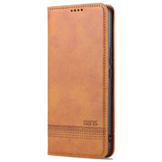 For U-MAGIC 30e AZNS Magnetic Calf Texture Horizontal Flip Leather Case with Card Slots & Holder & Wallet(Light Brown)