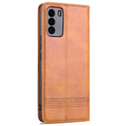 For U-MAGIC 30e AZNS Magnetic Calf Texture Horizontal Flip Leather Case with Card Slots & Holder & Wallet(Light Brown)