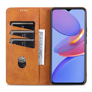 For U-MAGIC 30e AZNS Magnetic Calf Texture Horizontal Flip Leather Case with Card Slots & Holder & Wallet(Light Brown)