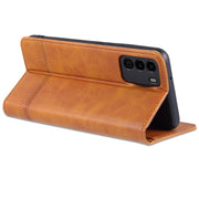 For U-MAGIC 30e AZNS Magnetic Calf Texture Horizontal Flip Leather Case with Card Slots & Holder & Wallet(Light Brown)