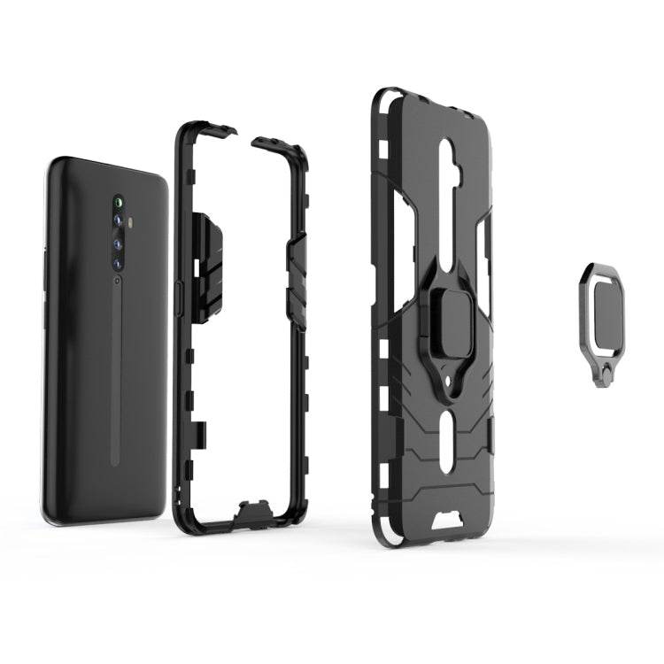 For OPPO Reno2 Z Shockproof PC + TPU Protective Case with Magnetic Ring Holder(Red)