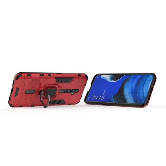 For OPPO Reno2 Z Shockproof PC + TPU Protective Case with Magnetic Ring Holder(Red)