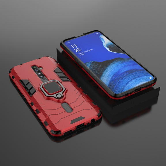 For OPPO Reno2 Z Shockproof PC + TPU Protective Case with Magnetic Ring Holder(Red)