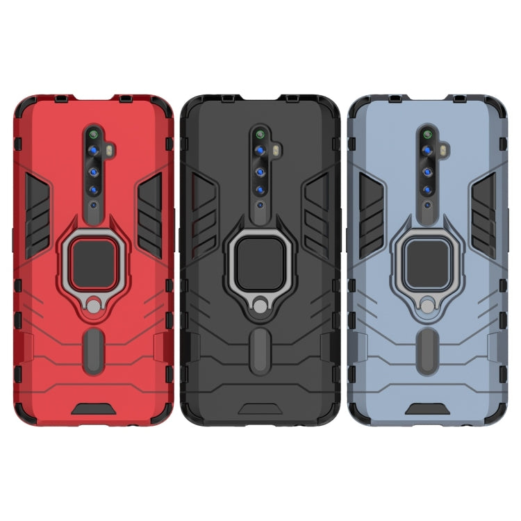 For OPPO Reno2 Z Shockproof PC + TPU Protective Case with Magnetic Ring Holder(Red)