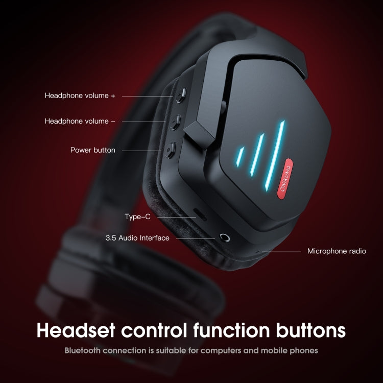 ONIKUMA B60 Bluetooth 5.0 Adjustable Strong Bass Gaming Wireless Bluetooth Headset with Microphone(Black)