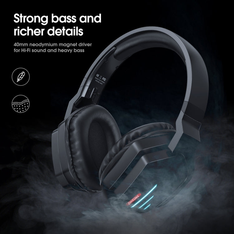 ONIKUMA B60 Bluetooth 5.0 Adjustable Strong Bass Gaming Wireless Bluetooth Headset with Microphone(Black)