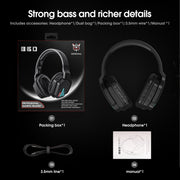 ONIKUMA B60 Bluetooth 5.0 Adjustable Strong Bass Gaming Wireless Bluetooth Headset with Microphone(Black)