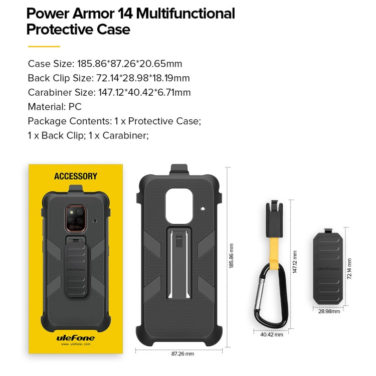 For Ulefone Power Armor 14 Ulefone Multifunctional TPU + PC Protective Case with Back Clip & Carabiner