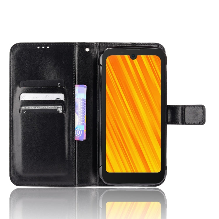 For Doogee S59 / S59 Pro Crazy Horse Texture Horizontal Flip Leather Case with Holder & Card Slots & Lanyard(Black)