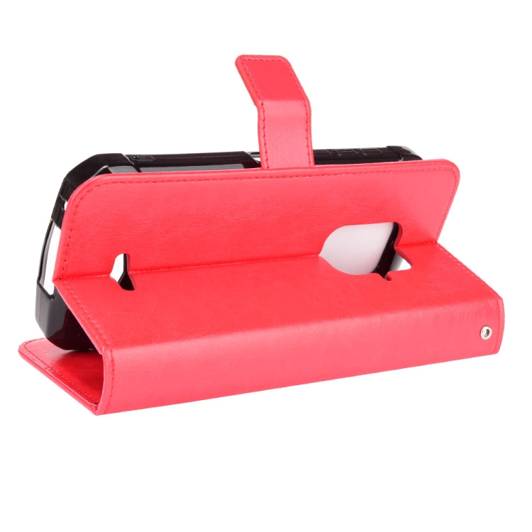 For Doogee S59 / S59 Pro Crazy Horse Texture Horizontal Flip Leather Case with Holder & Card Slots & Lanyard(Red)
