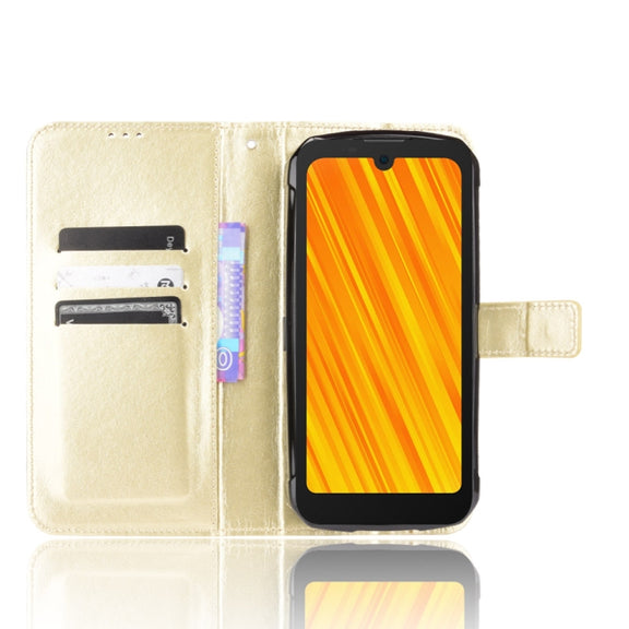 For Doogee S59 / S59 Pro Crazy Horse Texture Horizontal Flip Leather Case with Holder & Card Slots & Lanyard(Gold)