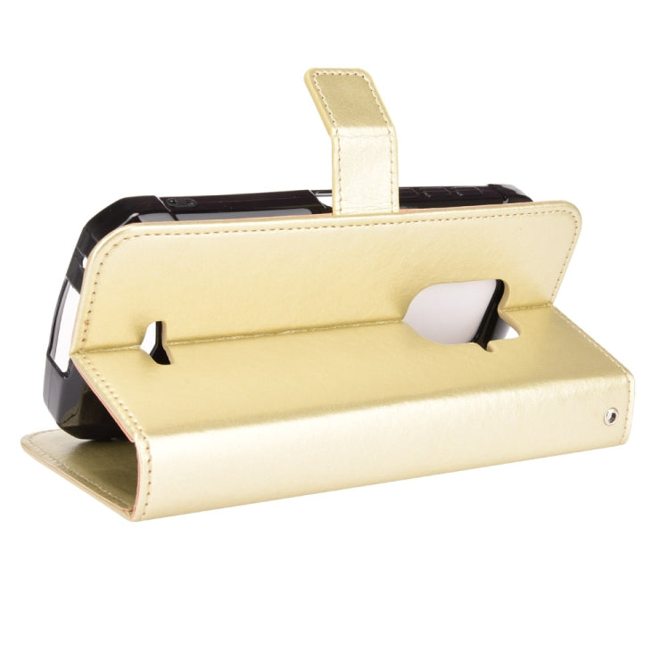 For Doogee S59 / S59 Pro Crazy Horse Texture Horizontal Flip Leather Case with Holder & Card Slots & Lanyard(Gold)