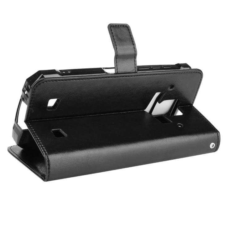 For Doogee S88 Plus / S88 Pro Crazy Horse Texture Horizontal Flip Leather Case with Holder & Card Slots & Lanyard(Black)
