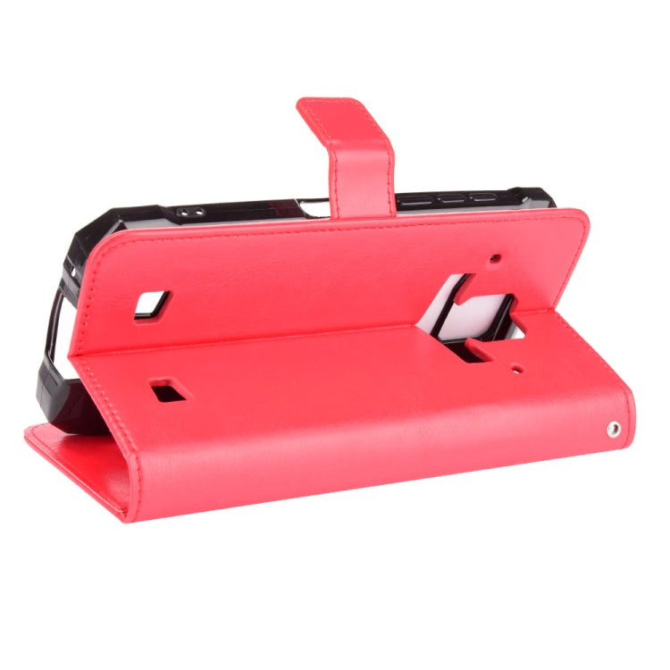 For Doogee S88 Plus / S88 Pro Crazy Horse Texture Horizontal Flip Leather Case with Holder & Card Slots & Lanyard(Red)