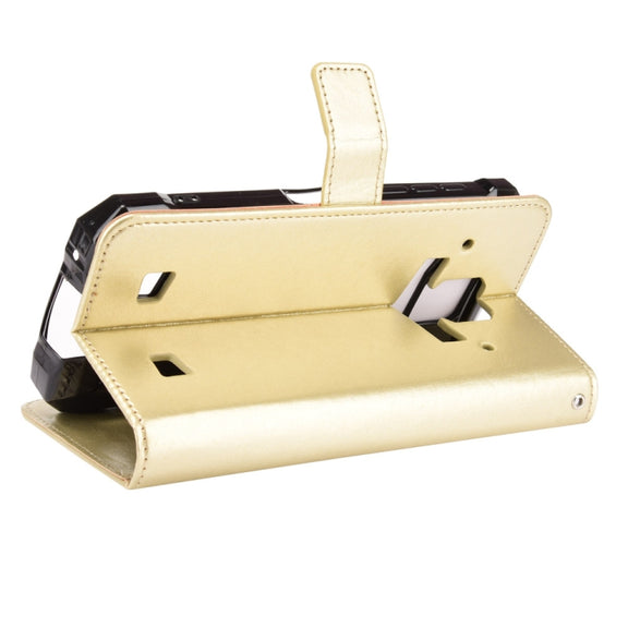 For Doogee S88 Plus / S88 Pro Crazy Horse Texture Horizontal Flip Leather Case with Holder & Card Slots & Lanyard(Gold)