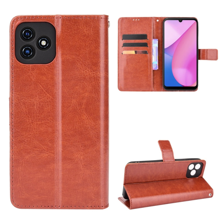 For Blackview Oscal C20 Crazy Horse Texture Horizontal Flip Leather Case with Holder & Card Slots & Lanyard(Brown)