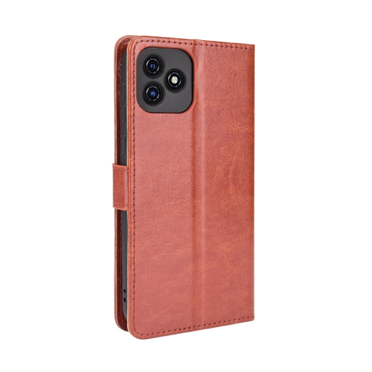 For Blackview Oscal C20 Crazy Horse Texture Horizontal Flip Leather Case with Holder & Card Slots & Lanyard(Brown)