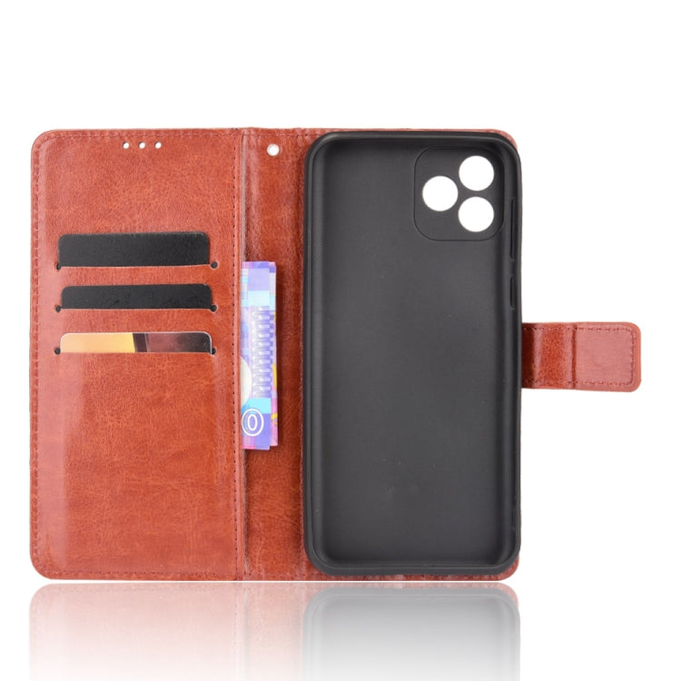 For Blackview Oscal C20 Crazy Horse Texture Horizontal Flip Leather Case with Holder & Card Slots & Lanyard(Brown)