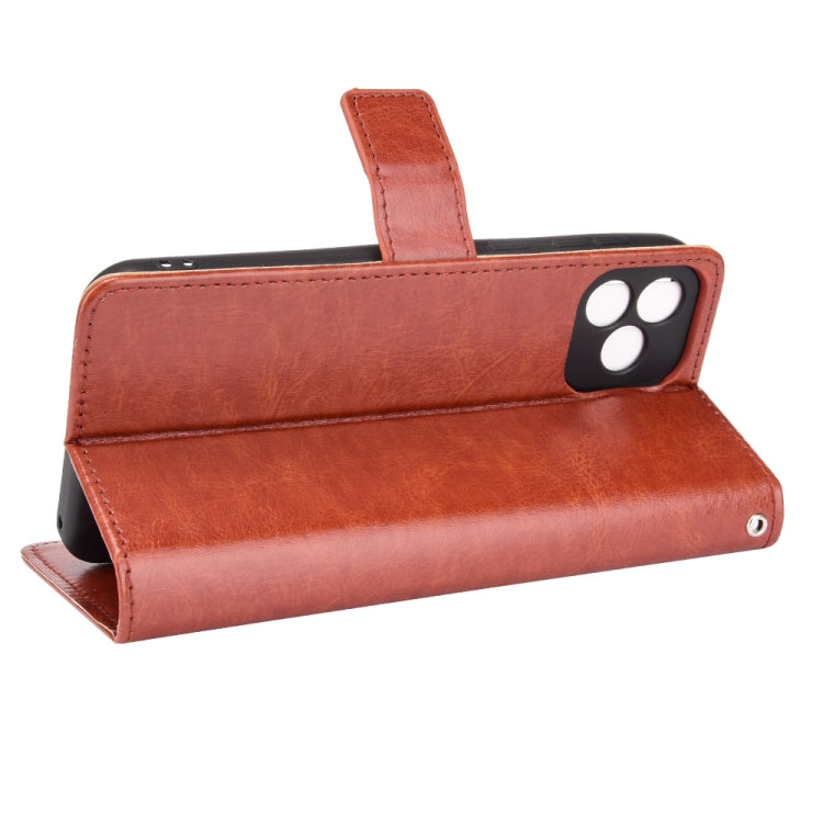 For Blackview Oscal C20 Crazy Horse Texture Horizontal Flip Leather Case with Holder & Card Slots & Lanyard(Brown)