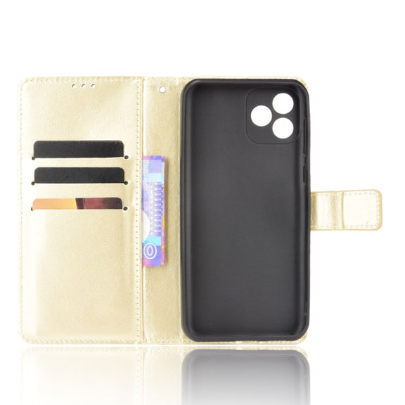 For Blackview Oscal C20 Crazy Horse Texture Horizontal Flip Leather Case with Holder & Card Slots & Lanyard(Gold)