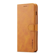 For Galaxy S10 Plus LC.IMEEKE Calf Texture Horizontal Flip Leather Case, with Holder & Card Slots & Wallet(Yellow)