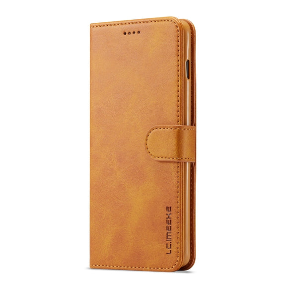 For Galaxy S10 Plus LC.IMEEKE Calf Texture Horizontal Flip Leather Case, with Holder & Card Slots & Wallet(Yellow)