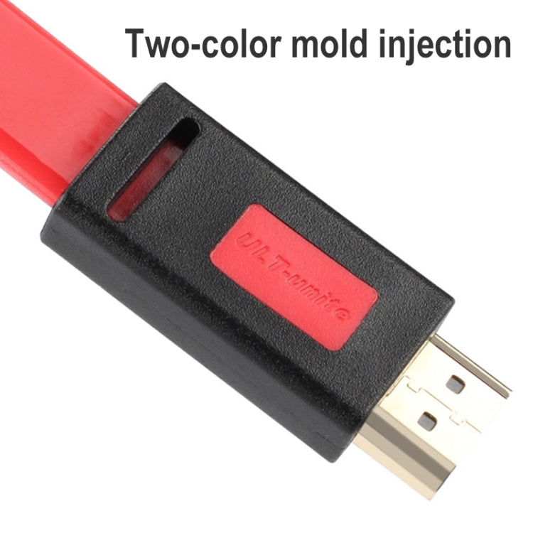 ULT-unite 4K Ultra HD Gold-plated HDMI to HDMI Flat Cable, Cable Length:5m(Transparent Red)