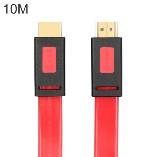 ULT-unite 4K Ultra HD Gold-plated HDMI to HDMI Flat Cable, Cable Length:10m(Transparent Red)