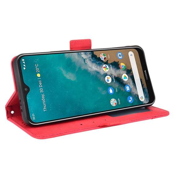 For Nokia G50 5G Skin Feel Calf Pattern Horizontal Flip Leather Case with Holder & Card Slots & Photo Frame(Red)